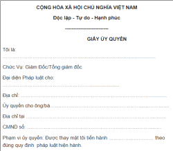 Mẫu giấy ủy quyền công ty, doanh nghiệp thường dùng.