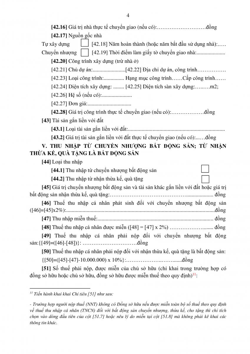 Tờ khai thuế thu nhập cá nhân mẫu 03/BĐS-TNCN