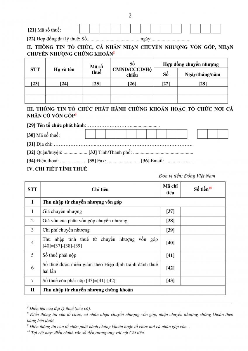 Tờ khai thuế thu nhập cá nhân mẫu 04/CNV-TNCN